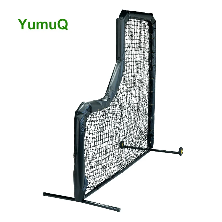 YumuQ L-Type  Baseball Pitching Screen 7x7 feet Net with Removable Wheels 38*1.0mm Metal Frame Pipe