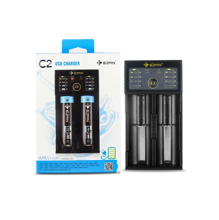 Efan C2 2 bay USB type 3.6v 3.7v 18650 rechargeable battery charger for pair batteries