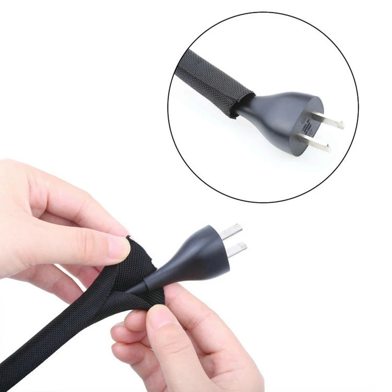 13mm Self Closing Cable Management Cord Sleeve and Organizer Cover