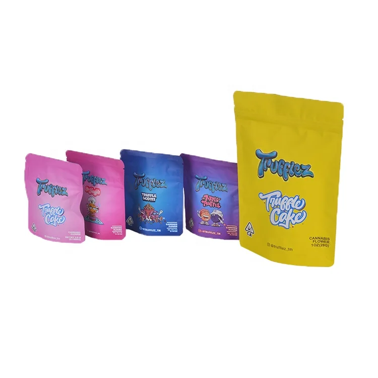 
Hot selling 10 24 new designs Trufflez flower packaging medicated gummies weed bag stand up pouch resealable heat seal 3.5G bags 