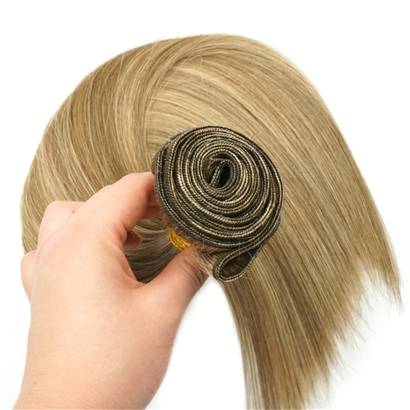 Original European Best Quality Double Drawn Russian Remy Human Hair Weft Virgin Cuticle Aligned Weft Hair Extensions