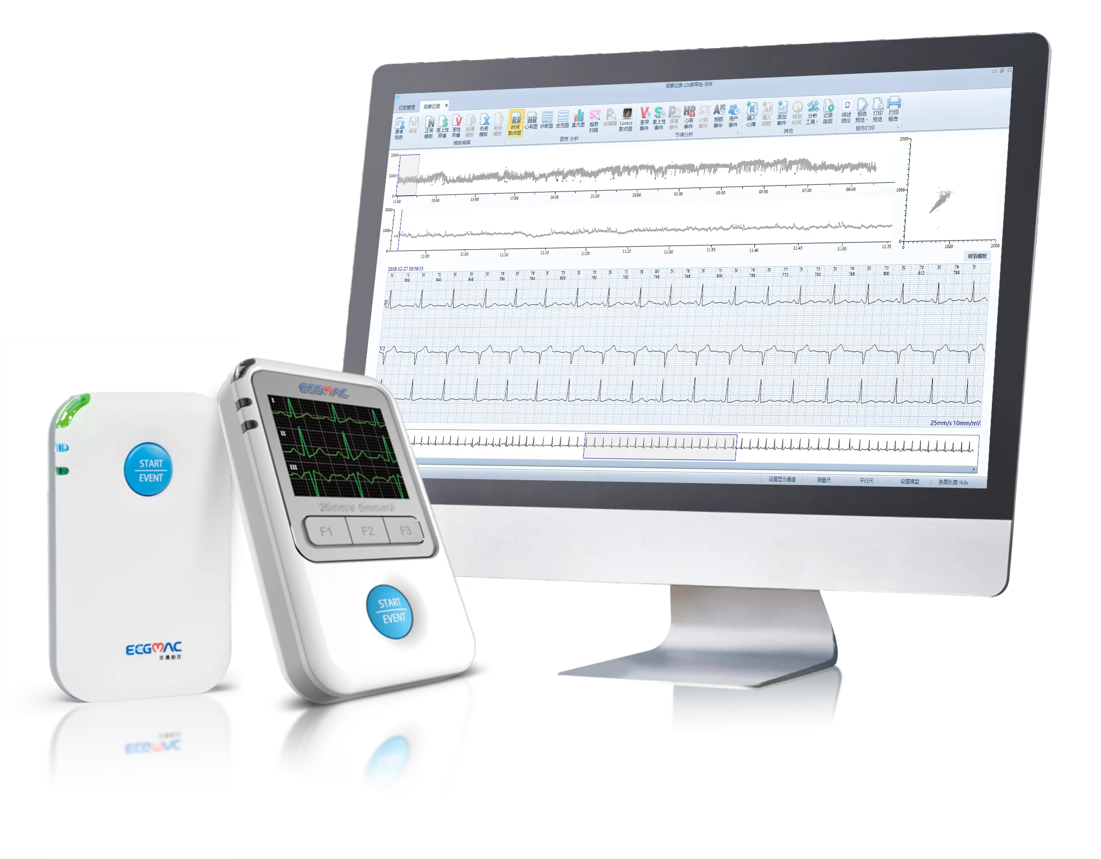 12 выводов с интерпретационным дисплеем mini holter monitor