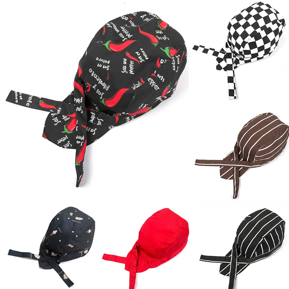 Restaurant Hotel Lace Chef Accessories Multi Pure Colors Hat with Tail Pirate Hat Chef Hats More Color