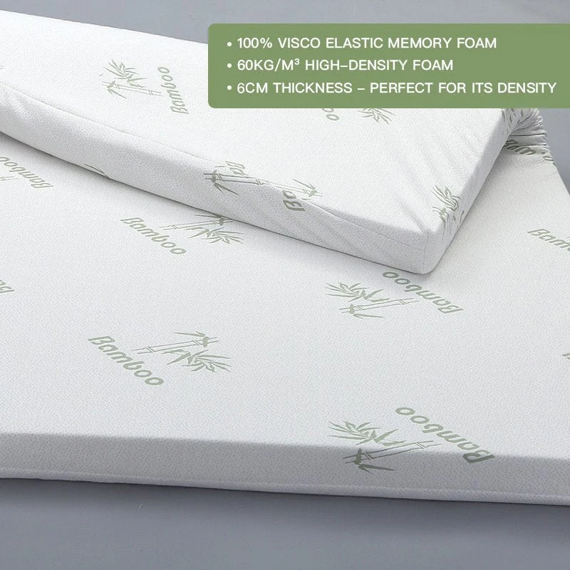 Twin Memory Foam Mattress Topper with Removable Zippered Hypoallergenic Bamboo Cover