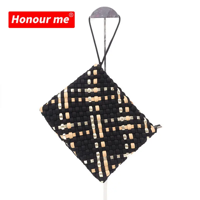 Woven Neoprene Purse Hand Make Wallet Ladies Weave Evening Bags And Clutches