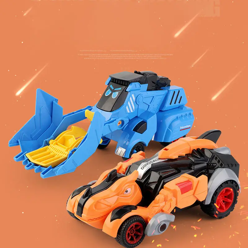 Racing Dinosaur Transform Car Toy Assembly Model Vehicles friction Car Triceratops Gift for Kids