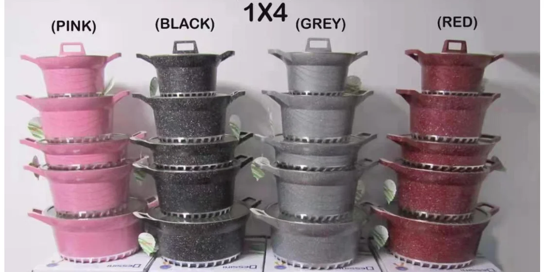 high quality kitchen custom logo nonstick pots pan set casserole aluminium saucepan cookware sets of cooking pots