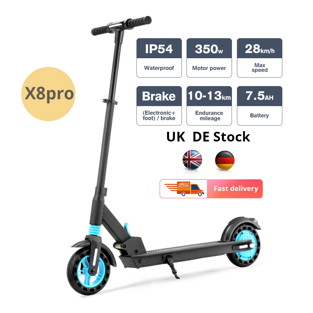 
europe uk warehosue iscooter x8pro e vichel 350w 25 km electric scooty cheap electric scooter for adult 