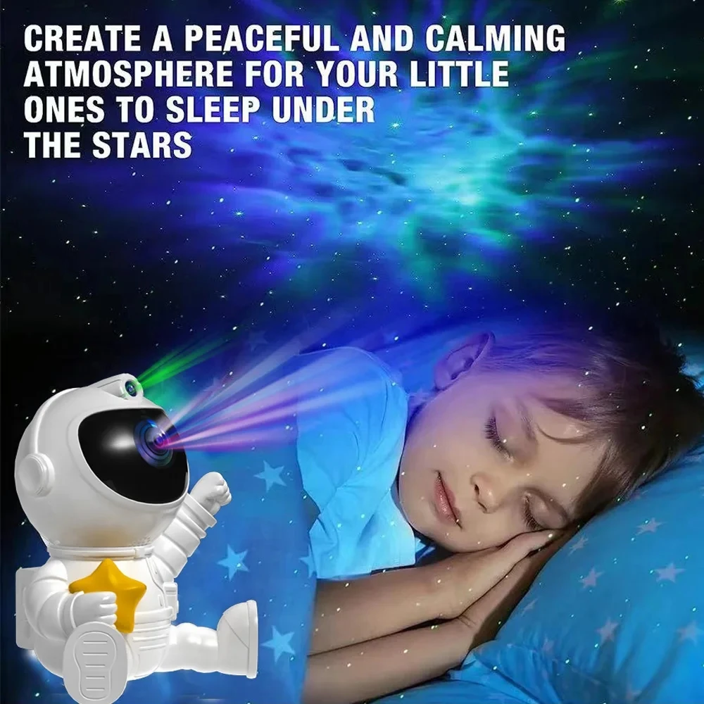 Hot Modern 3D Astronaut LED Night Light Indoor Smart Home Projector with USB Power Remote Control DIY Features White Shade