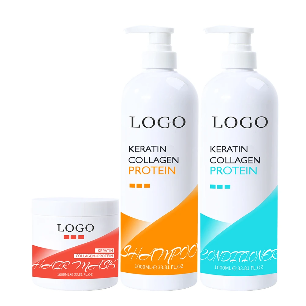 Private Label Natural Organic Hair Repair Curly Collagen Hair Mask Argan Oil Shampoo And Conditioner Set