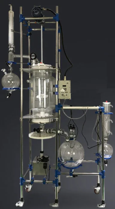 100L customized Jacketed glass ultrasonic crystallization reactor with heater and cooler and vacuum pump