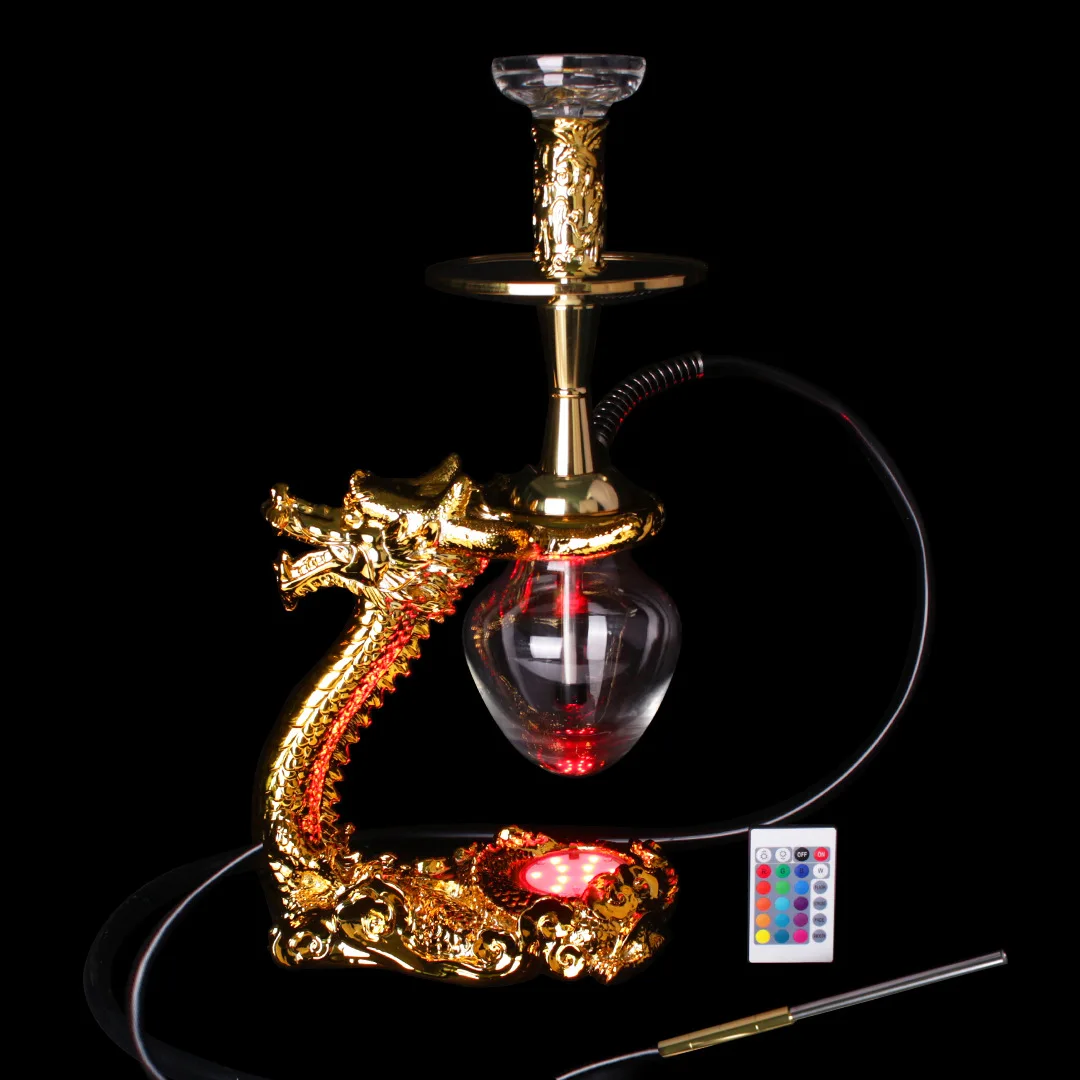 Chinese elements Oriental dragon hookah with light single pipe creative shape shisha