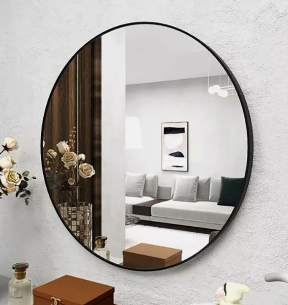 Hot sale customized 50cm small makeup wall mirror aluminium metal mirror for living room