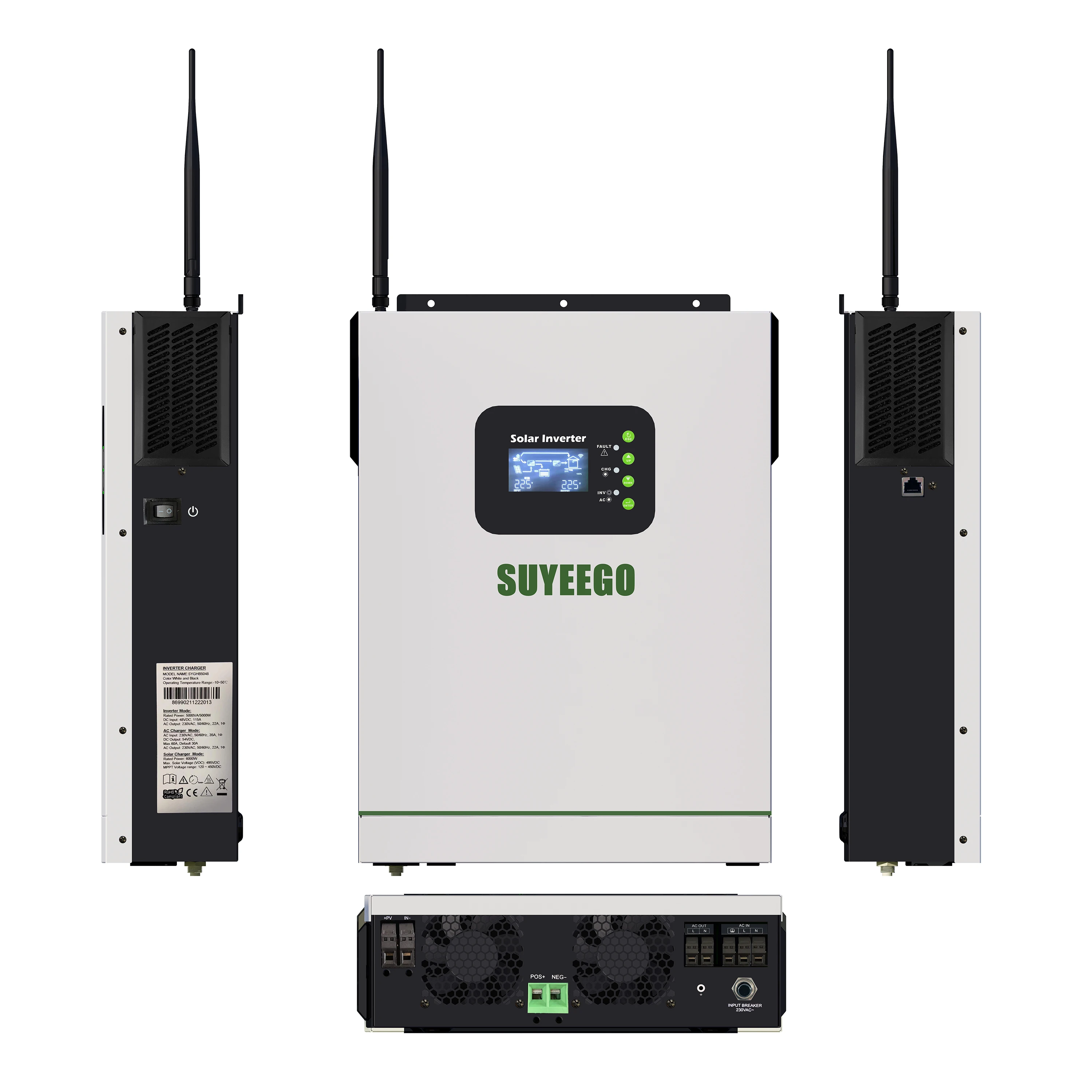 SUYEEGO 24v 48v 3.2kw 5.5kw solar inverter hybrid inversor solar grid inverter with built-in mppt solar panel controller & Wifi