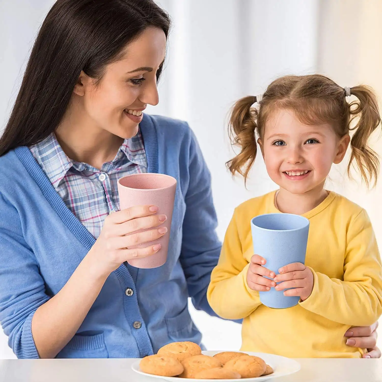 Eco Friendly Custom Unbreakable Reusable Wheat Straw Stackable Drinking Cup 500ml/600ml Cup