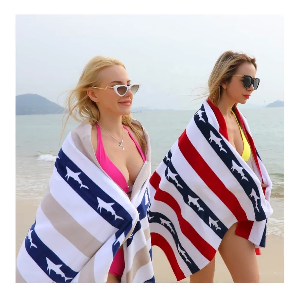 European and American new style beach towel stripe printing beach towel adult children quick-drying
