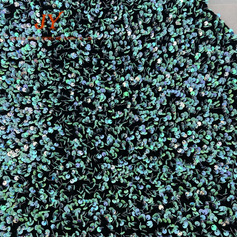 Wholesale embroidery double-sided fish scale reversible sequin velvet lace fabric