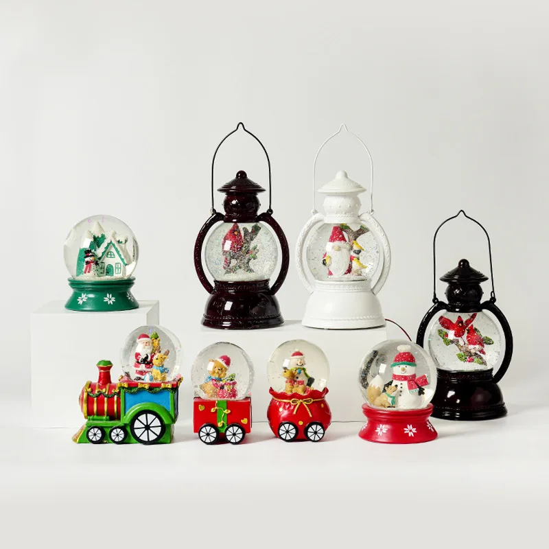 Cross-border custom Christmas decorations Crystal ball horse lantern Snowflake glow vintage gift decoration Christmas Snow Globe