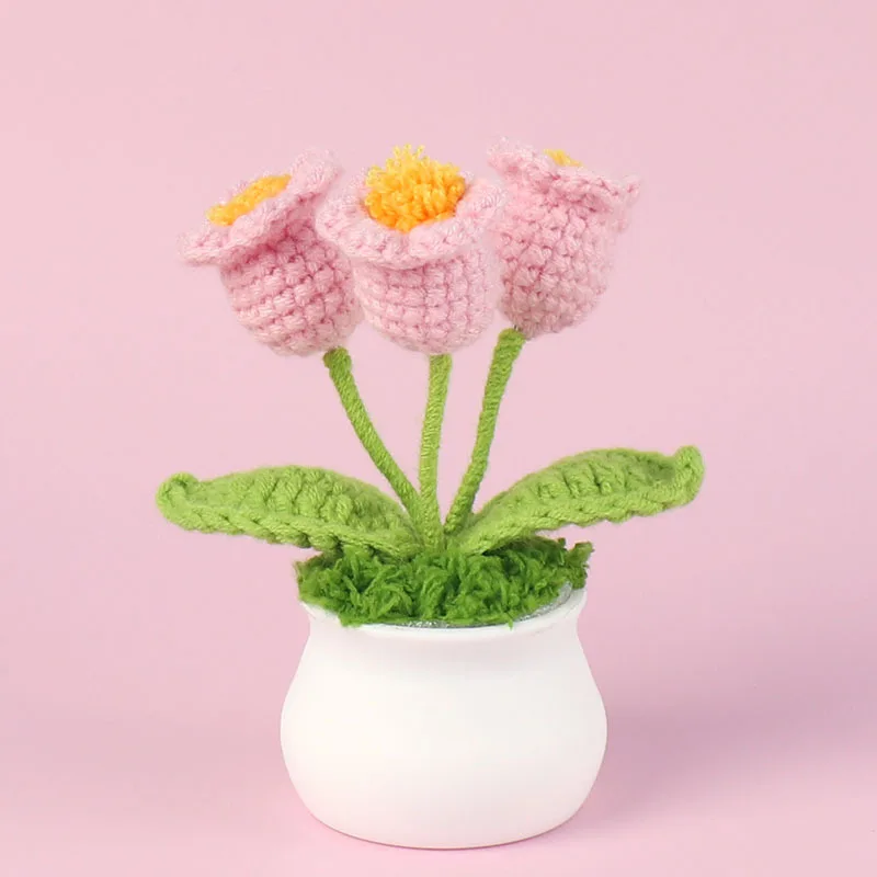 Wholesale Handmade Woven Sunflower Tabletop Decoration for Home Decor Various Styles Potted Woolen Flowers