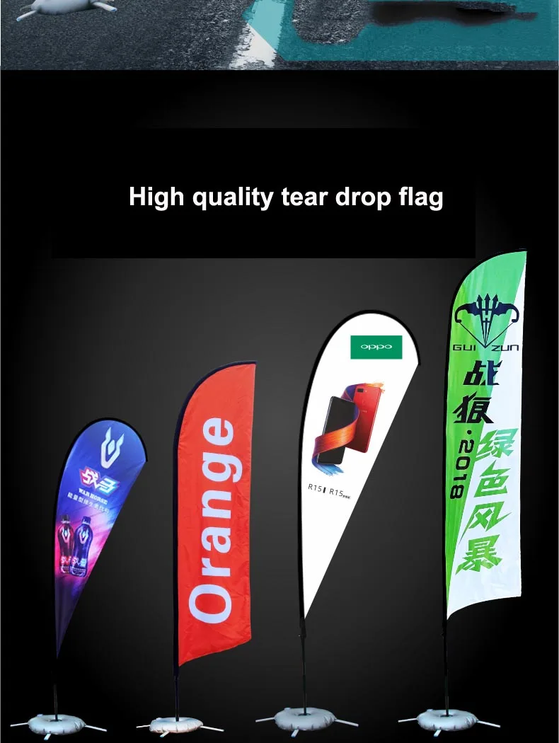 High quality polyester promotional advertising custom logo printed outdoor teardrop feather beach flags and banners