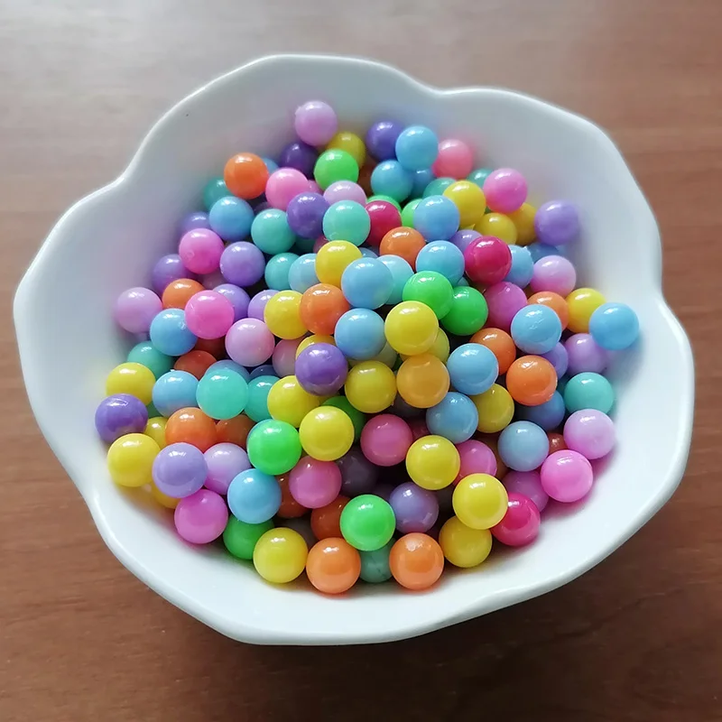 500g/bag 3mm - 8mm Acrylic Round Hole-less Solid Color Beads No Holes Loose Plastic Pearl Beads Jewelry