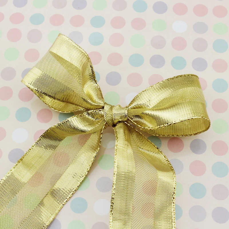 (5 Yards/roll)4cm Wide Gold Embossed Ribbon Gift Flower Package Festival Party Wedding Decoration Handicraft Production DIY Bow