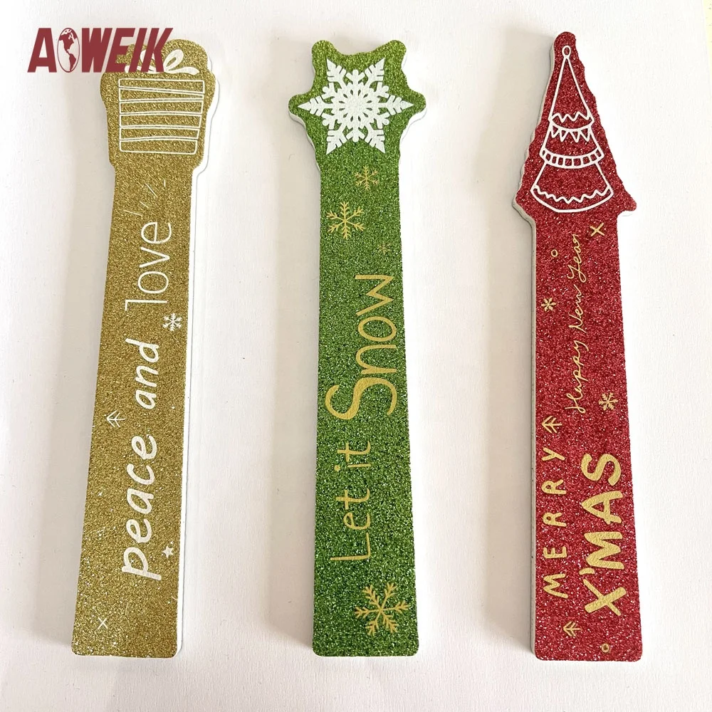 AOWEIK оптовая продажа новые товары рождественские лимитированные двусторонние блестящие пилки для ногтей