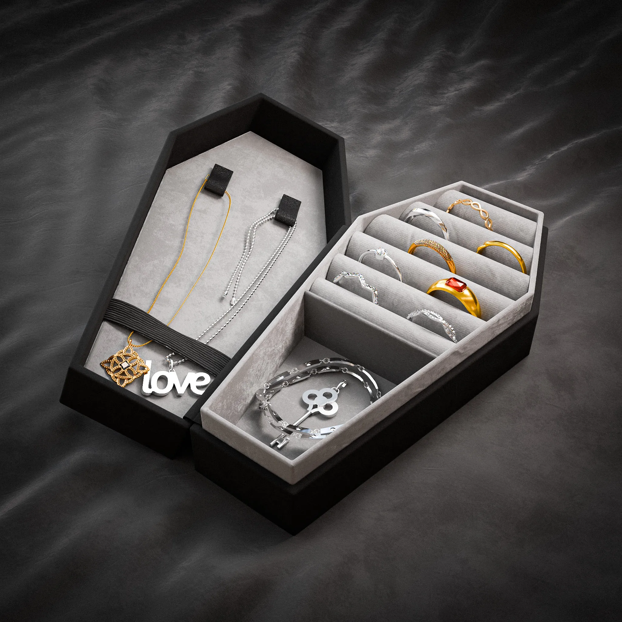 Personalized Customization Jewelry Box Coffin Shape Jewelry Box packaging with logo