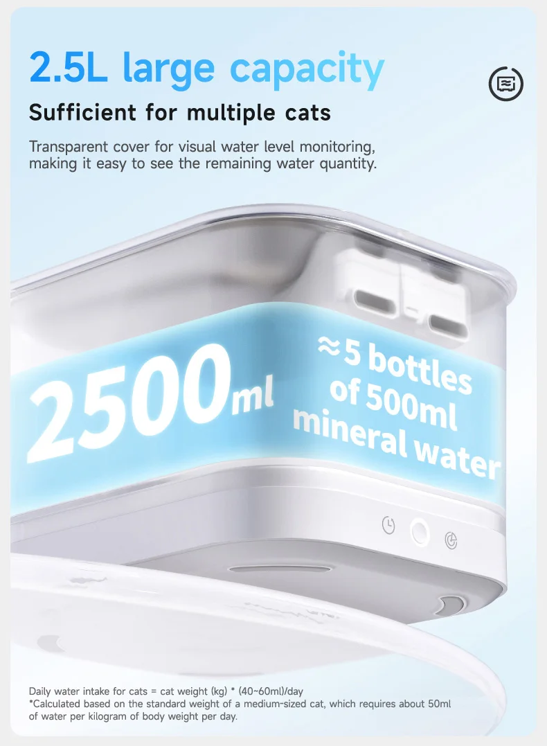 New Rectangular Wireless Smart Auto Pet Water Feeder Automatic Cat and Dog Water Dispenser with Split Water Pump Battery Powered