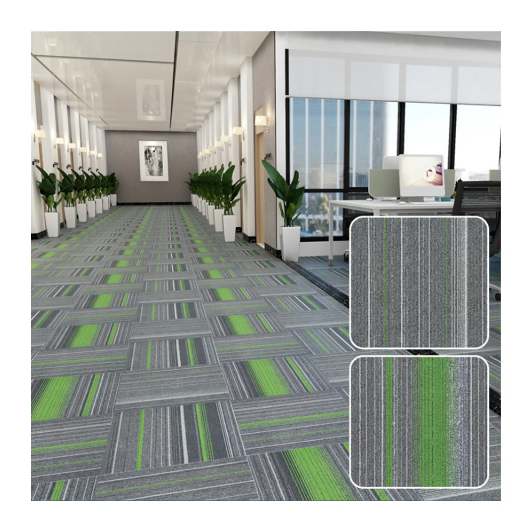 Office home and entertainment places are fully paved with spliced polypropylene carpet 50X50cm Asphalt bottom