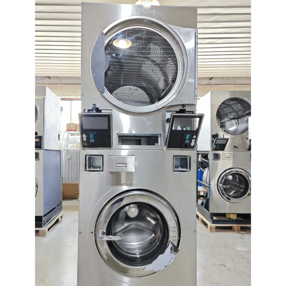 Built-in soap box 16kg Coin Operated Stacked Washer Dryer for Laundry
