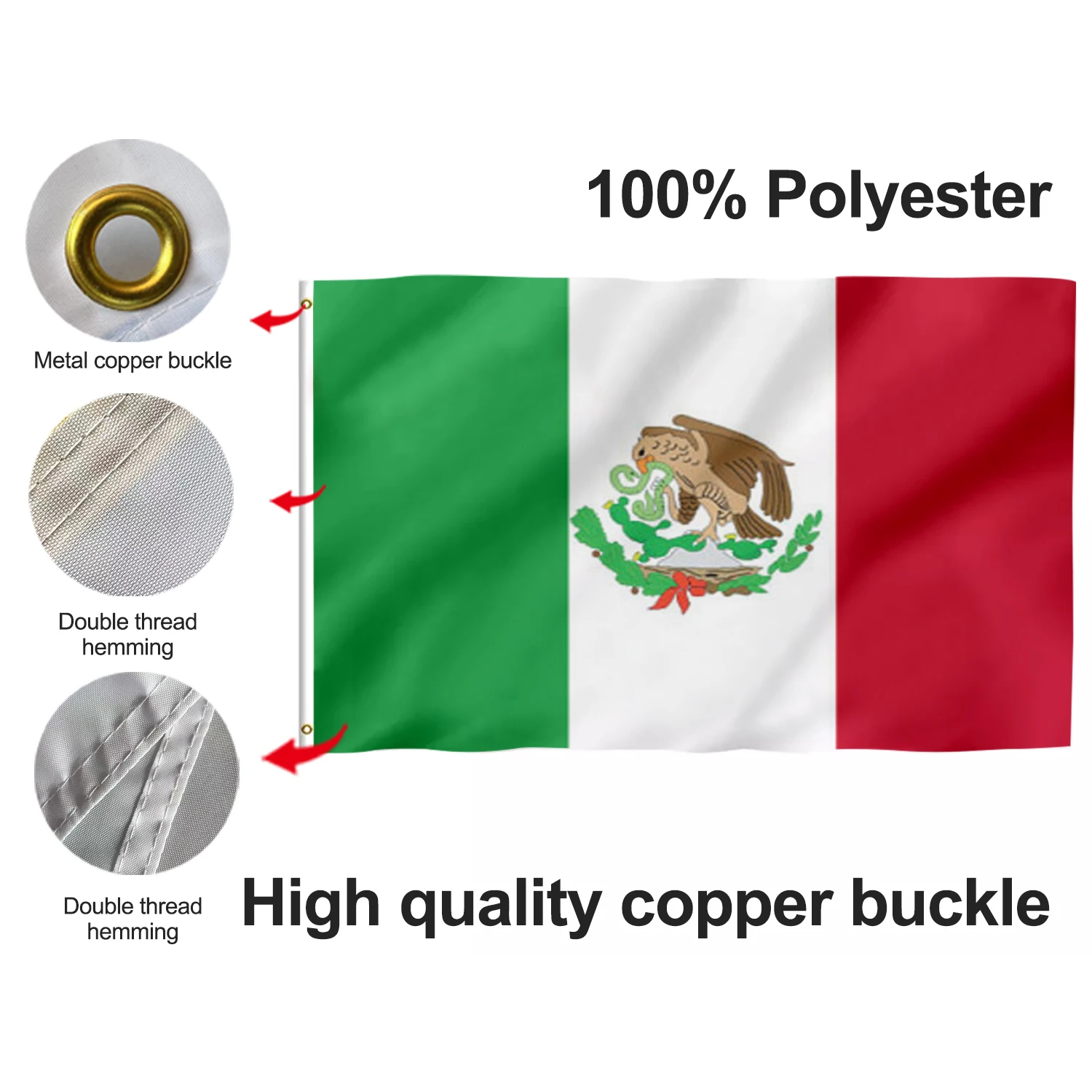 Promotional Product colombia bandera Wholesale High Quality Durable 3x5 ft 100%Polyester personalized custom Mexican flag