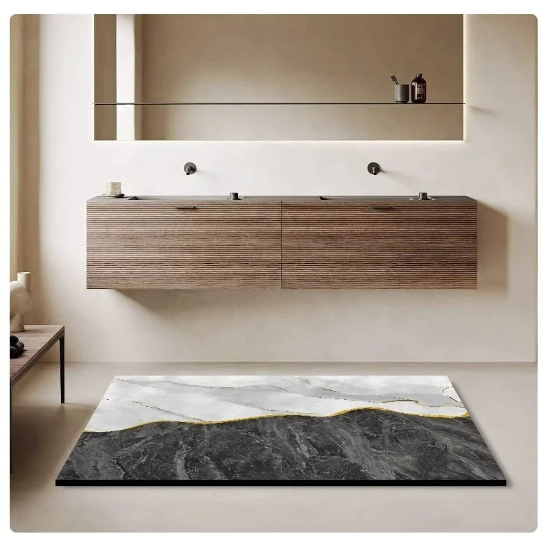 (Chakme) alfombra de bano rollable stone bath mat absorbent bathroom mat print modern style