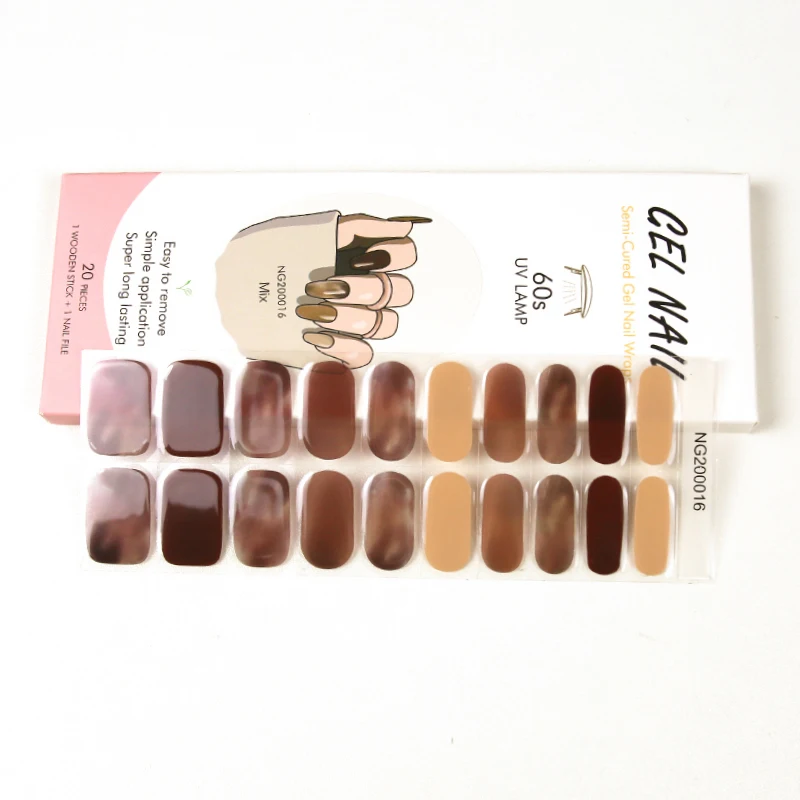 Latest Korean style new gel nail sticker with UV lamp semi cured gel nail wraps