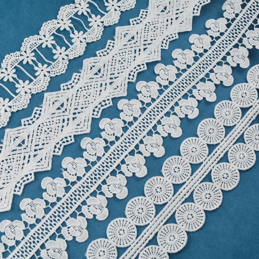 Factory Wholesale bridal fancy white Border Sequins With Sequins Voile Lace Mesh Lace polyester embroidery Wedding Lace trim