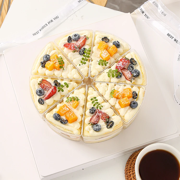 High Quality Arc Triangle Plastic Dessert Ice Cream Cups customized PS Clear Plastic Mousse Cake Pudding Cups