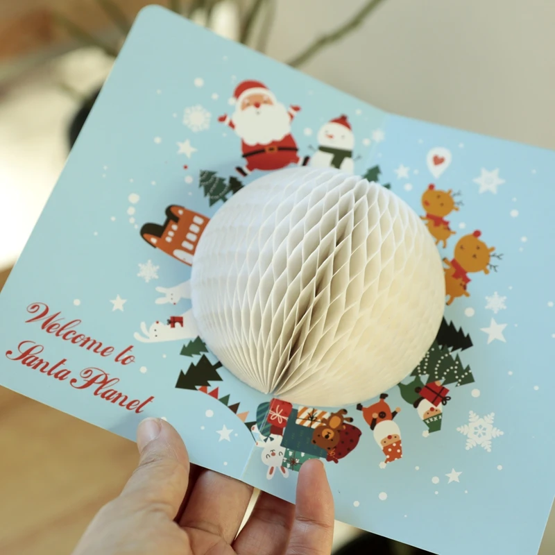 Wholesale custom 3D pop up  mary christmas greeting card series