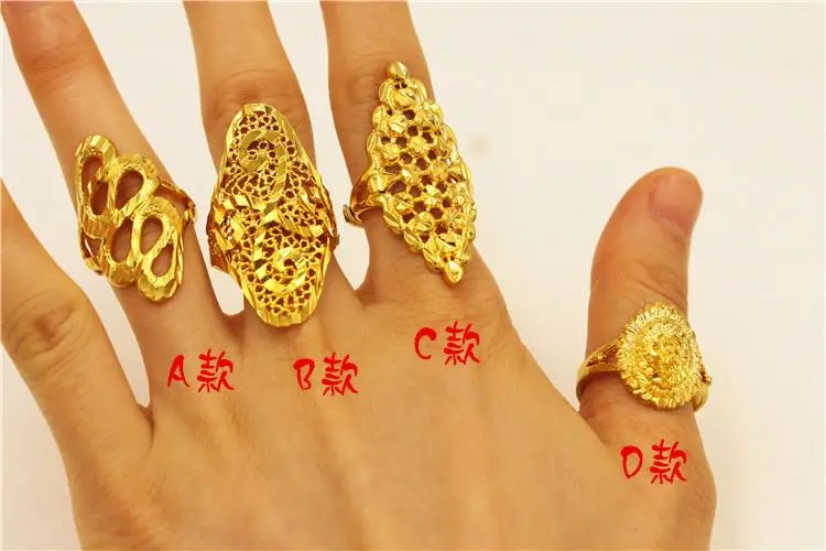 2021 Sandblasted Gold Big Flower Ring Ladies Open Gold Plated Ring Wholesale