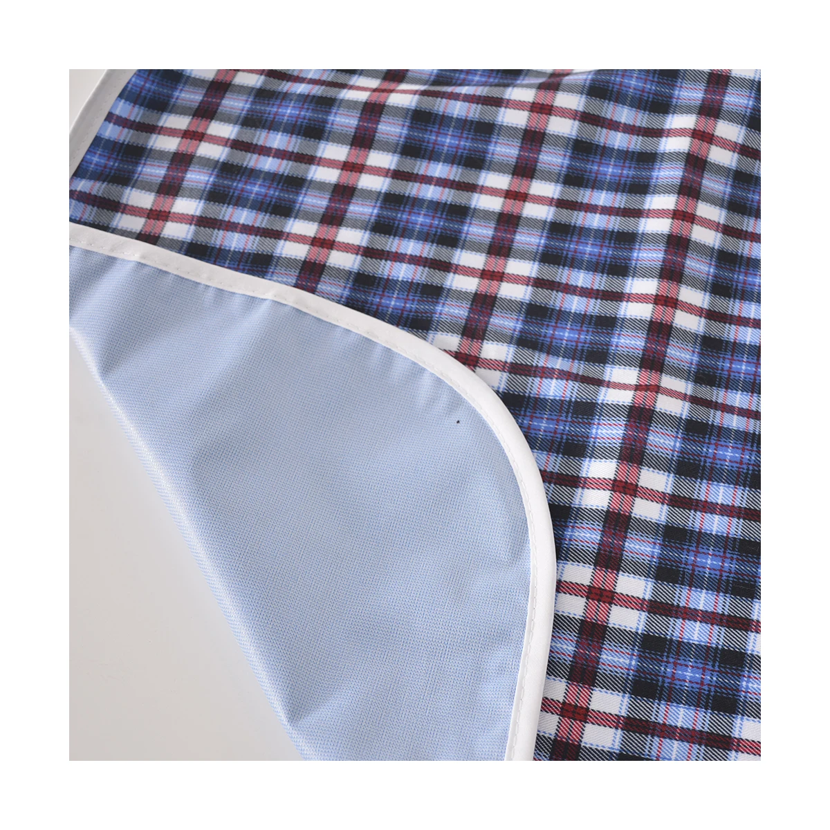 HNXX Waterproof Washable Durable Reusable Custom Blue Checkered Pattern Cotton Adult Patient Bibs