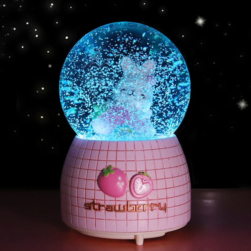 Музыкальная шкатулка Хрустальный шар снежинка шар музыкальная шкатулка подарок мальчик Девочка Клубника Кролик Хрустальный Шар