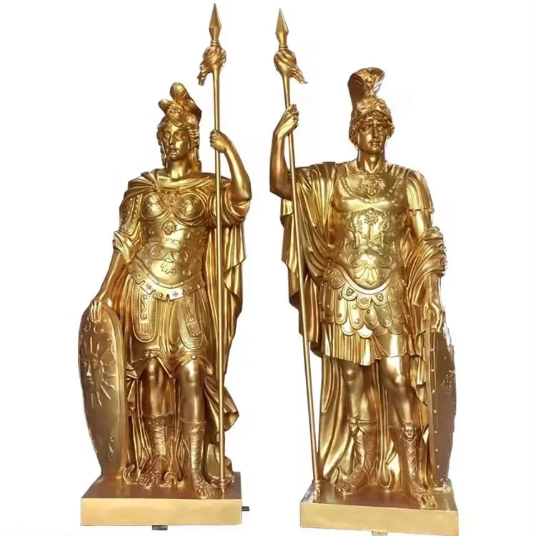 Factory Price Resin Roman Warrior Sculpture Fiberglass Western Soldier Statue Crafts