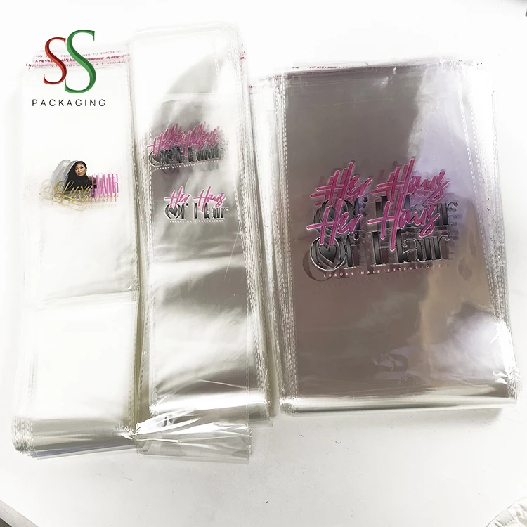 hot selling transparent hair extension BAG logo wig plastic wig bags