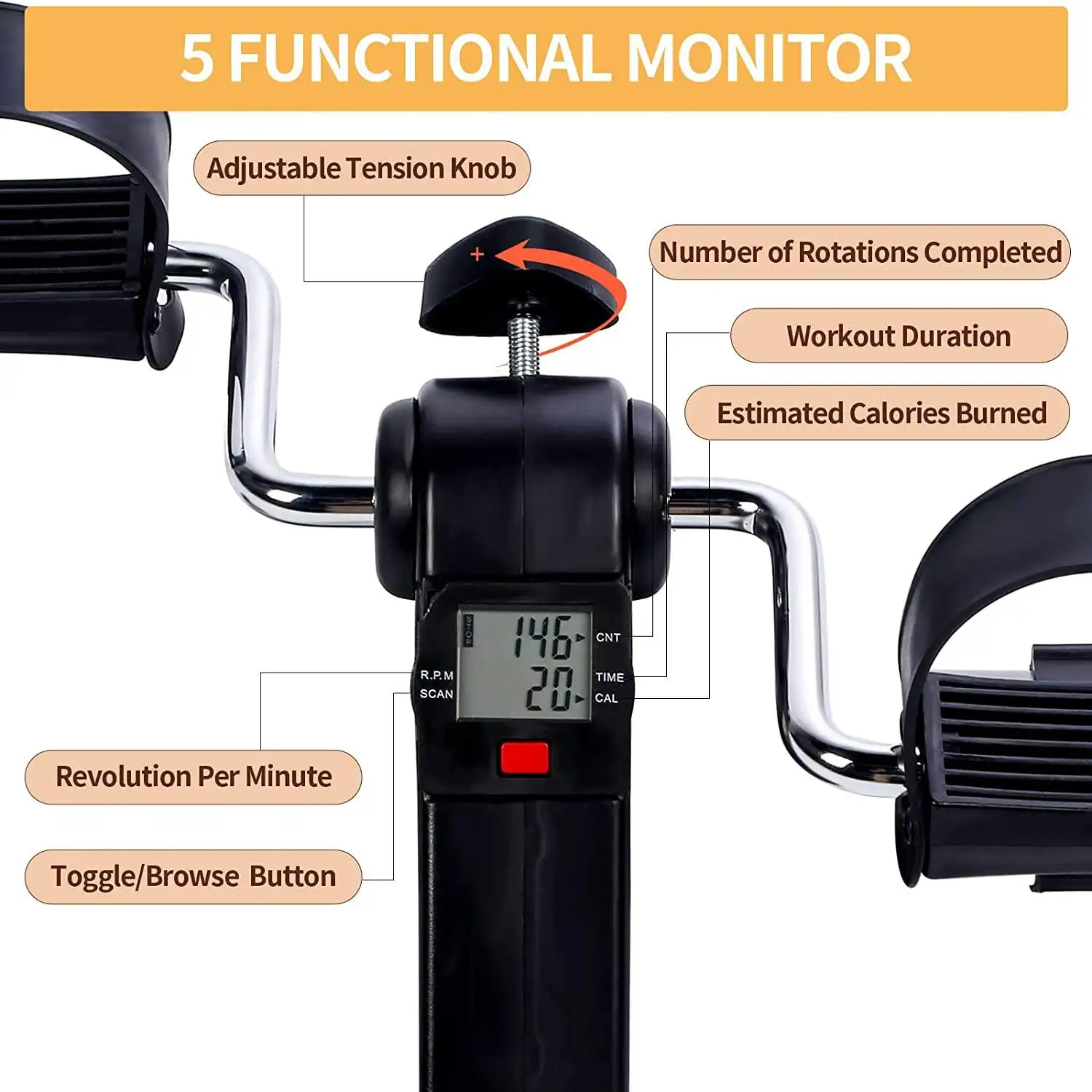 Home Gym Fitness Equipment Mini Exercise Bike Foot Pedal Exerciser For Cycle For Leg Strength Training Seniors Pedal Bike