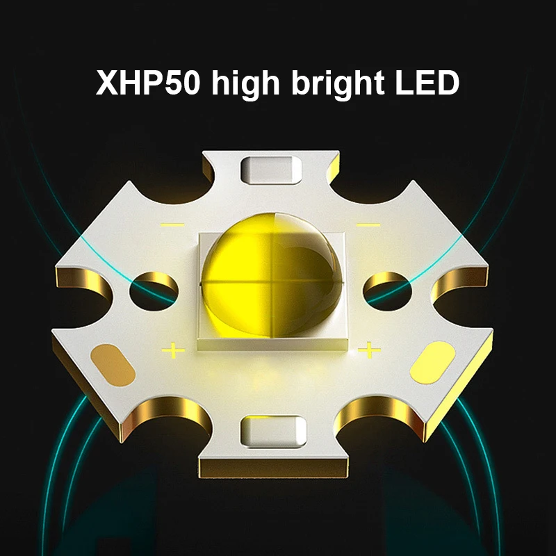 Helius Wholesale Outdoor LED P50 Beads Rechargeable Aluminum Alloy Telescopic Zoom with COB Side Light Flashlight