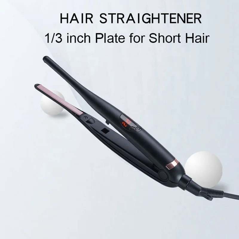 Factory Custom Ceramic LCd Hair Straightener Salon Fast Heat 1/3 Inch Plate Short Hair Portable Home 2M Cord Mini