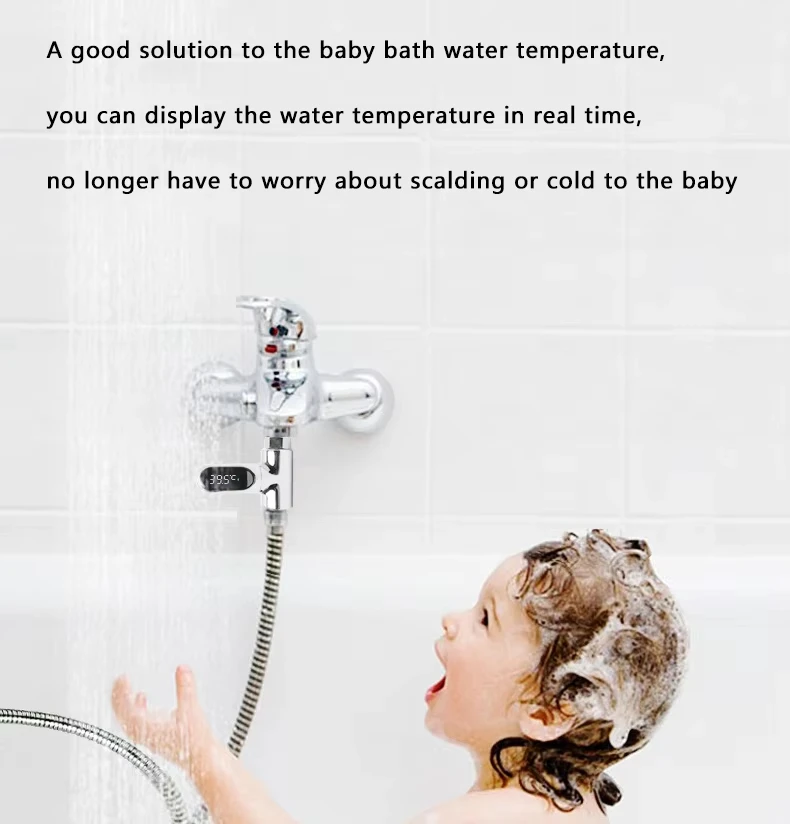 2024 YAOJI Hygrometer temperature baby bath water 360 degrees rotation home led baby bath digital household shower thermometer