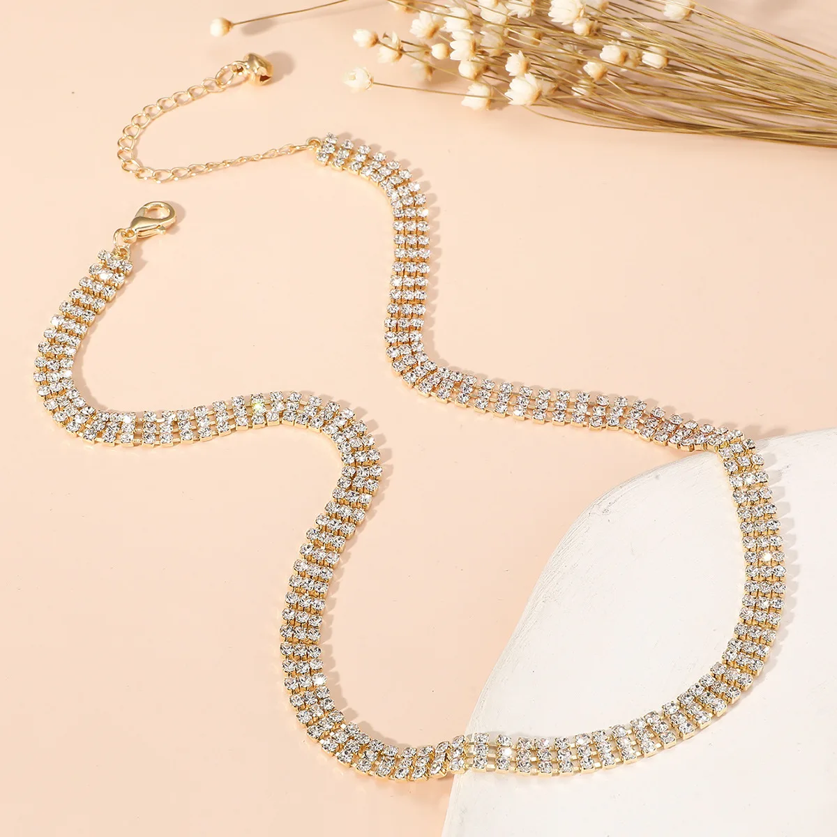 splicing multi-layer diamond inlaid necklace trendy and personalized collarbone chain design neck decoration for women