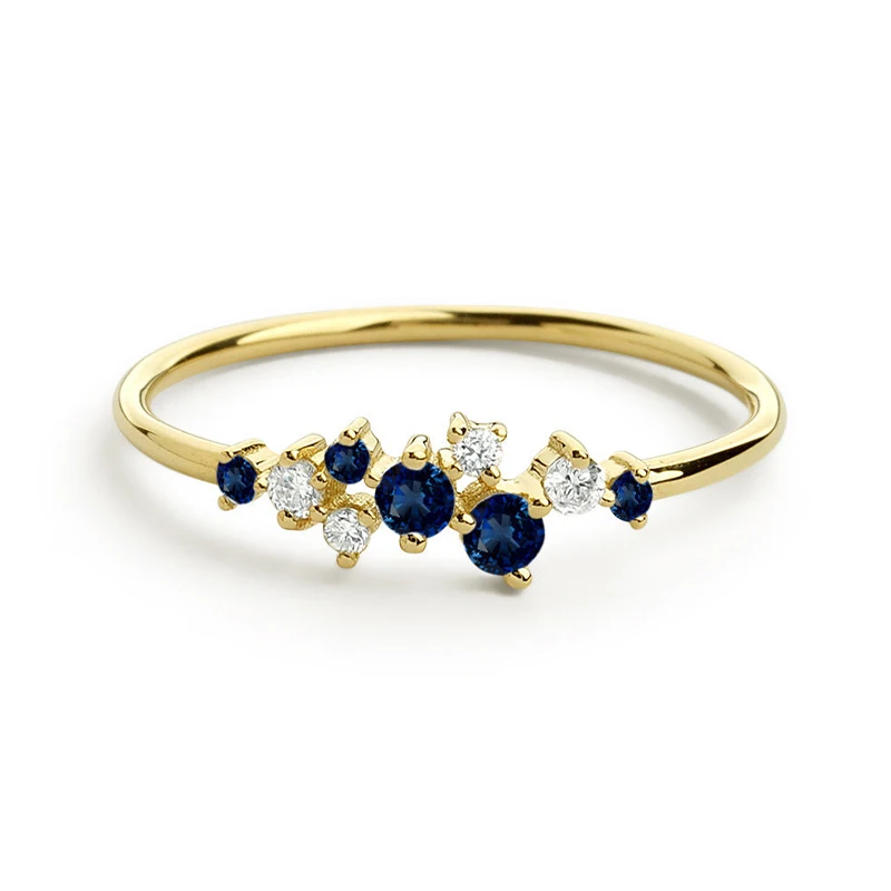 Factory Outlet Wholesale Price Dainty Vintage 925 Sterling Silver Cushion Tri Round Blue Sapphire Moissanite rings 1Ct 2ct 5ct