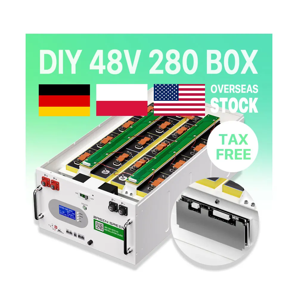 EU Stock 48V 16S 280Ah 300Ah Easy Installation Metal case 200A BMS Built In Lithium Battery Box Solar Storage Battery Pack