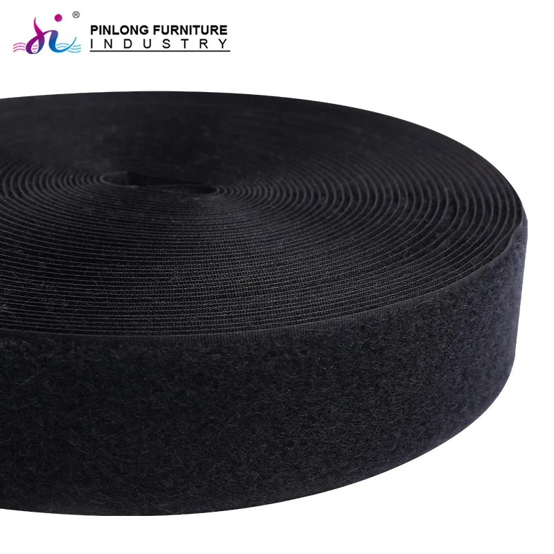 Pinlong Wholesale White and Black Self-Adhesive Hook and Loop Tape Sofa Accessories Snap Tape Nylon Self-Adhesive Tape